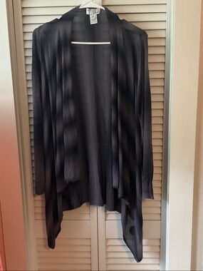 Attitudes by Renee Black Draped Open-Front Lightweight Cardigan